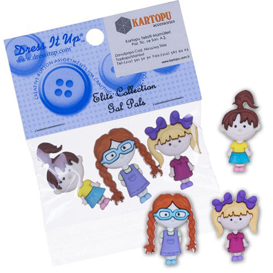 Dress It Up Çizgi Karakteri Dekoratif Düğme - 6550